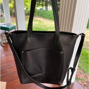 Black Portland Leather Goods tote with long strap